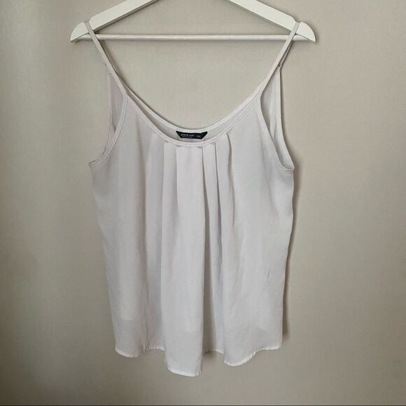 Shein Curve Blouse Tank Top Pleated Adjustable Straps White - Picture 1 of 7